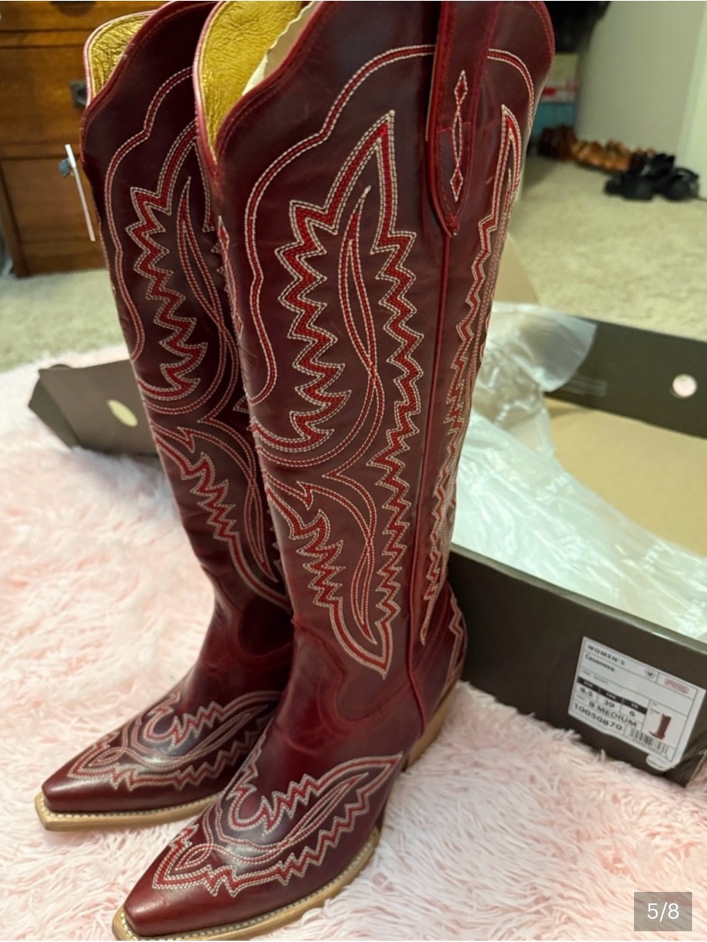Ariat Burgundy Red Leather WesternBoots - w side inside zipper, Women's - Picture 3 of 4